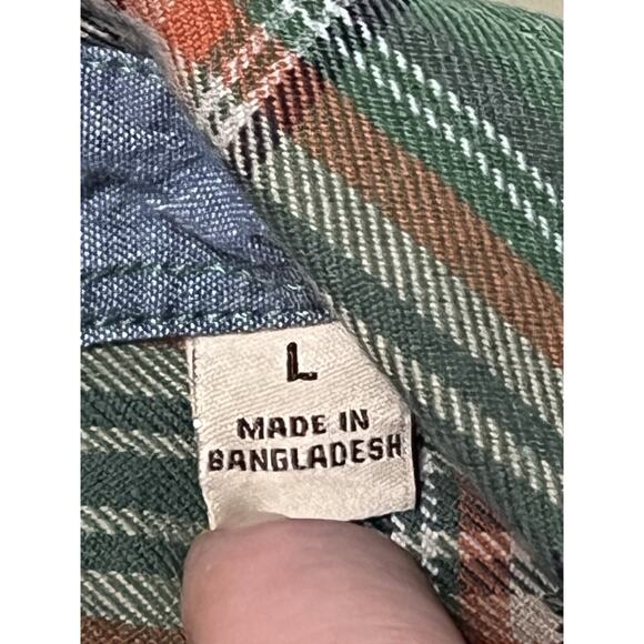 Original Weatherproof Vintage Button Up Shirt Men’s L Green Plaid - Picture 3 of 8